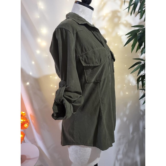 Bella Dahl x Anthropologie Corduroy Button-Up Shirt Women’s Medium (Olive Green) - Picture 5 of 10